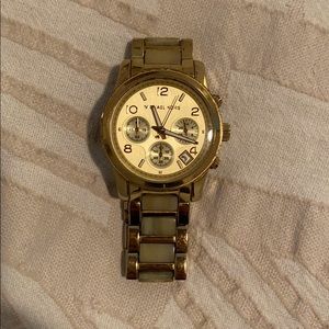 Michael Kors ivory accent gold tone watch